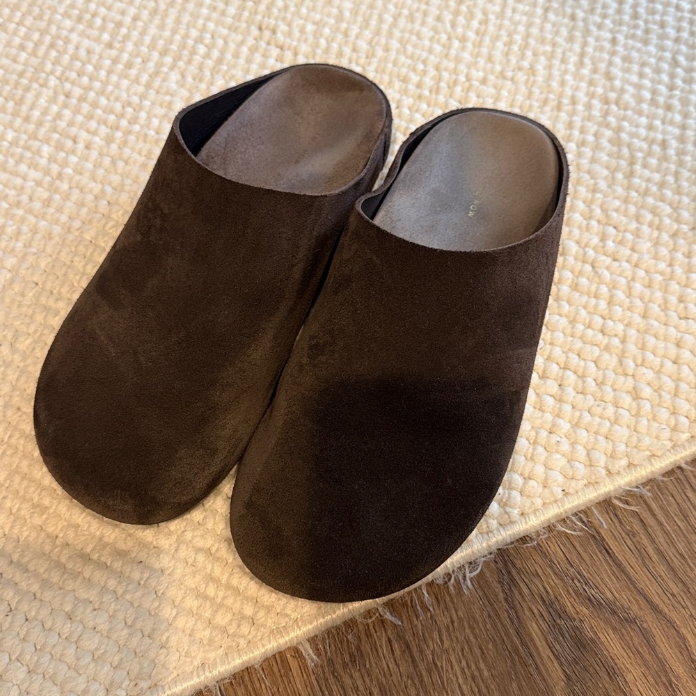 The Row Hudson suede mules